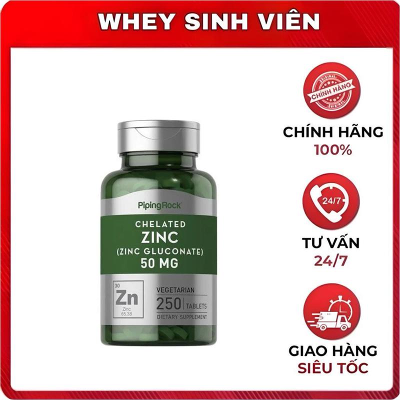 Viên Bổ Sung Kẽm Tăng Hấp Thu PipingRock Chelated Zinc Gluconate 50mg 250 Viên tại WheySinhVien Vn 