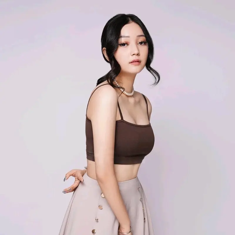 Ols Fashions - Atasan Wanita Crop Top Spandex Mini Pendek Korea Style Tank Panjang Rompi 5
