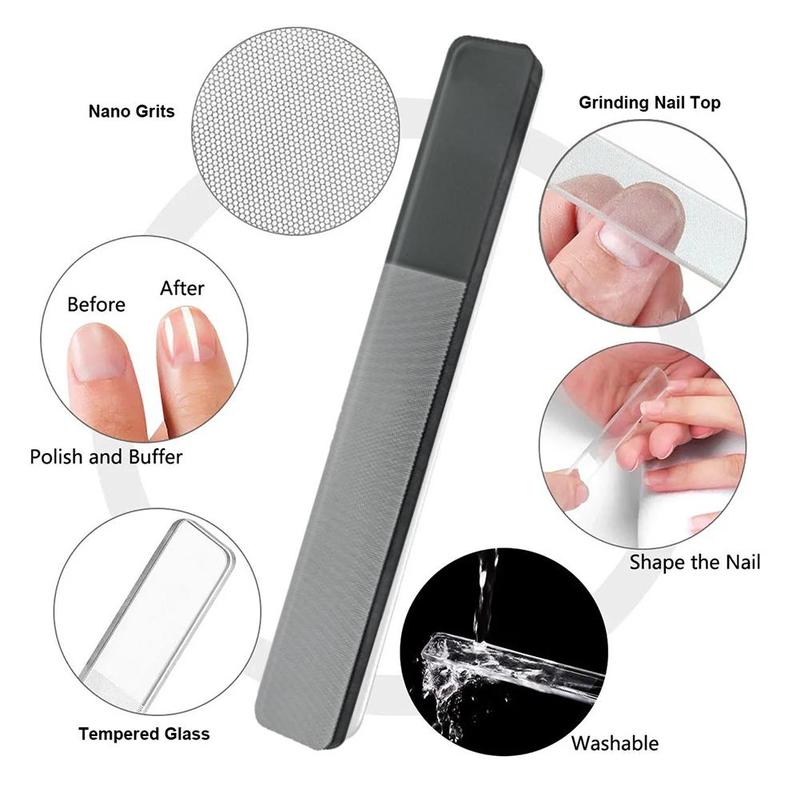 Square Transparent Nail File Polished Glass Nail File Tools - TikTok ...