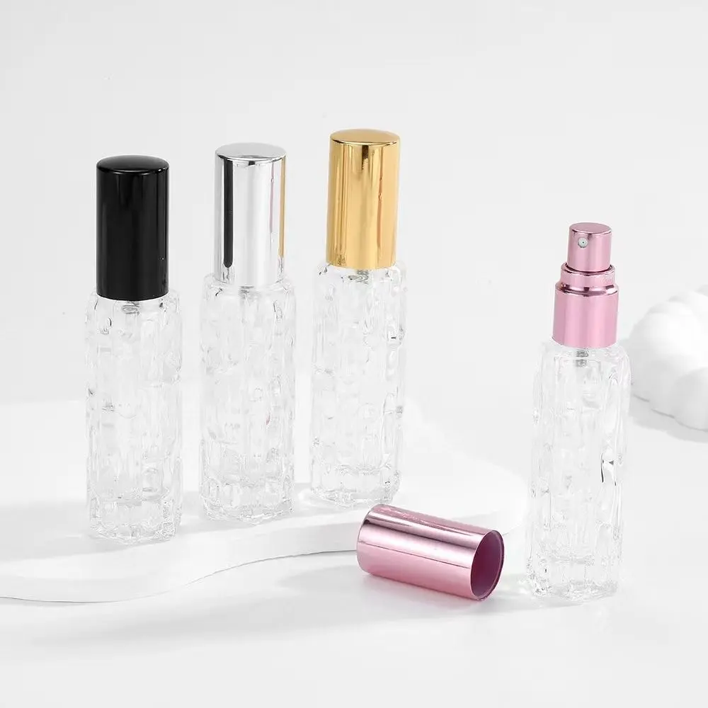 Durable 10ml Travel Glass Perfume Bottle Transparent Bitter Gourd Pattern Empty Spray Atomizer Subpackaging Refillable Liquid Sprayer Women Girls