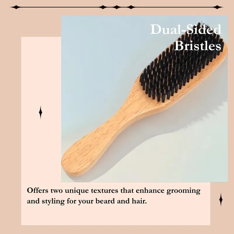Double-sided Horse Mane Hair Beard Brush, Professional Beard Styling Comb, Heatless Haircare & Styling Comb for Beard Shaving, Valentine's Day Gift, Hair Style, Trending Beauty Products 1
