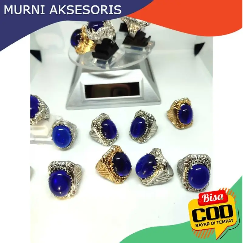 Murni Aksesoris. CIncin Biru Bangkok, Qualitas Super, Permukaan Halus dan Warna Cerah Tembus Cahaya 4