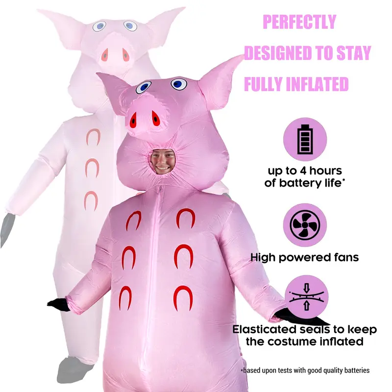 Inflatable Pig Costume, Cute Inflatable Pig Clothing, Funny Inflatable Costume for Halloween, Christmas, Birthday Party, Cosplay, Party Supplies, Menswear 2