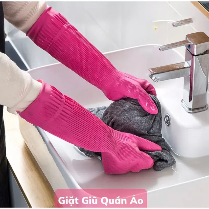 Găng Tay Cao Su Siêu Dai Gia Dụng VH 38cm Bao Tay Thiên Nhiên An Toàn Cho Da - QHshop Đồng Rửa Bát 3