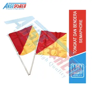 Aksesoren Bendera Dan Tongkat Semaphore [1 Set/4 Pcs] / Perlengkapan Pramuka / Peralatan Sekolah