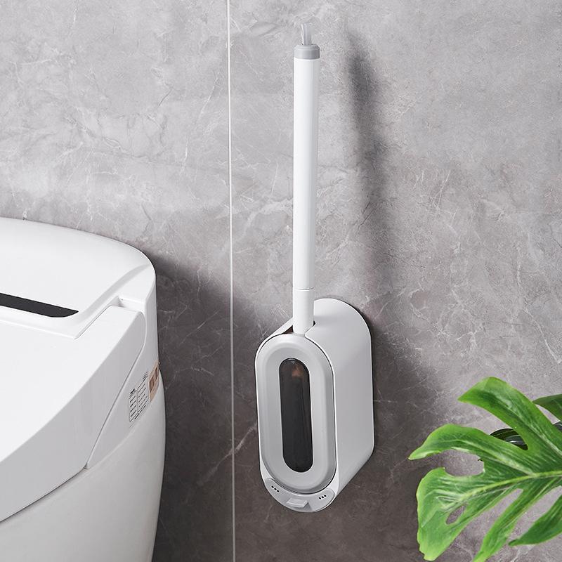 Wall Mounted Toilet Brush, Long Handle Toilet Brush with Holder, Toilet Cleaning Brush, Bathroom Cleaning Tool, Bathroom Accessories 0