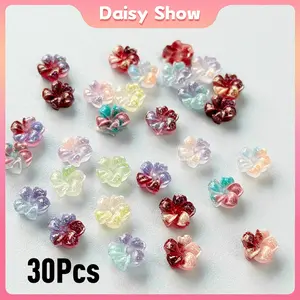 30pcs Aksesori Kuku Bunga Kamboja Gradasi 2 Warna Glow in the Dark 3D Resin DIY Manicure Dekorasi Nail Art