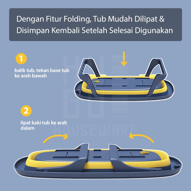 Product Introduction of HUGO Tempat Mandi Bayi Portable / Bak Mandi Bayi Lipat Serbaguna / Foldable Baby Bath Tub dengan Bantal Mandi 40