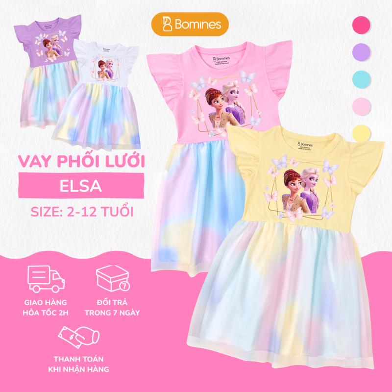 Product Introduction of Váy bé gái công chúa Elsa Bomines, đầm tutu phối lưới mềm mịn cho bé 3- 12 tuổi, 13kg - 36kg DTNLUOIELSAOVUONG 6