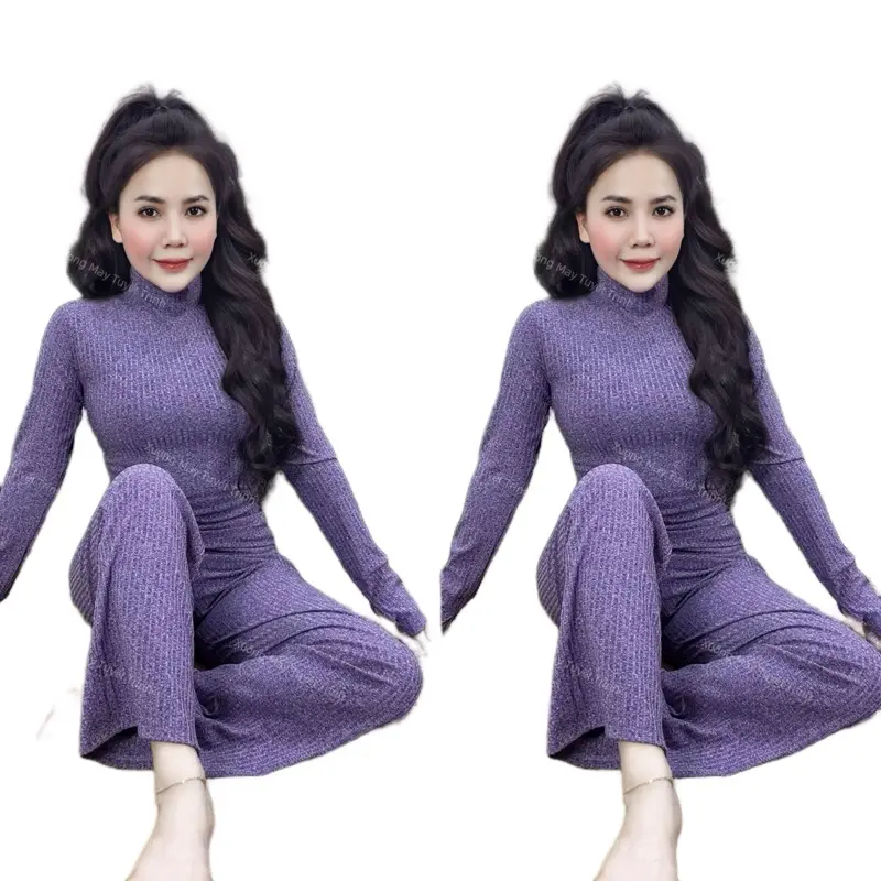 Set Bộ CỔ LỌ TAY DÀI -QUẦN SUÔNG, Chất liệu vải tiêu dày dặn , Đồ Bộ Nữ Top Women, Size từ 35-78kg 7