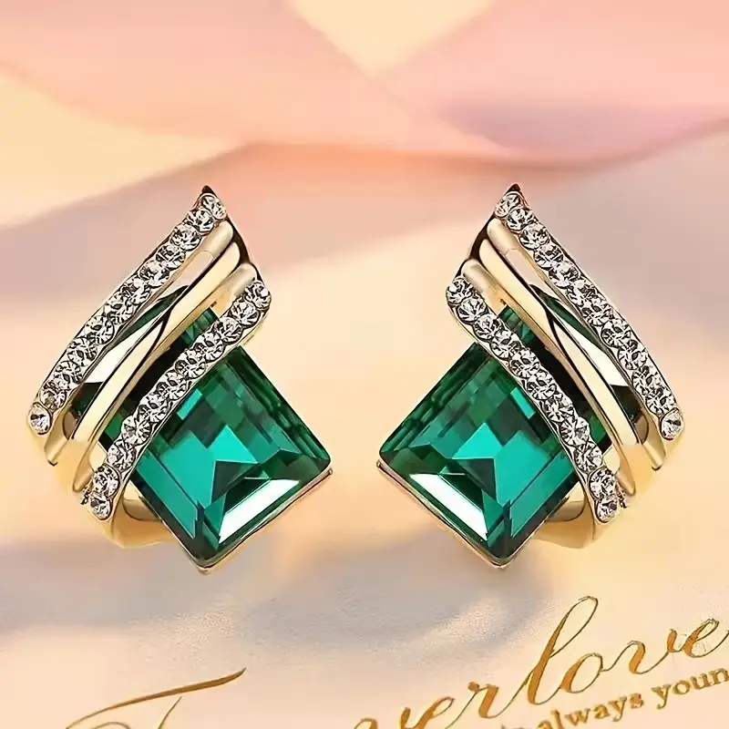Luxurious, Elegant, Fashionable, And Sparkling Artificial Crystal Geometric Earrings, Women's Party Jewelry, Christmas And New Year Jewelry Gifts 2