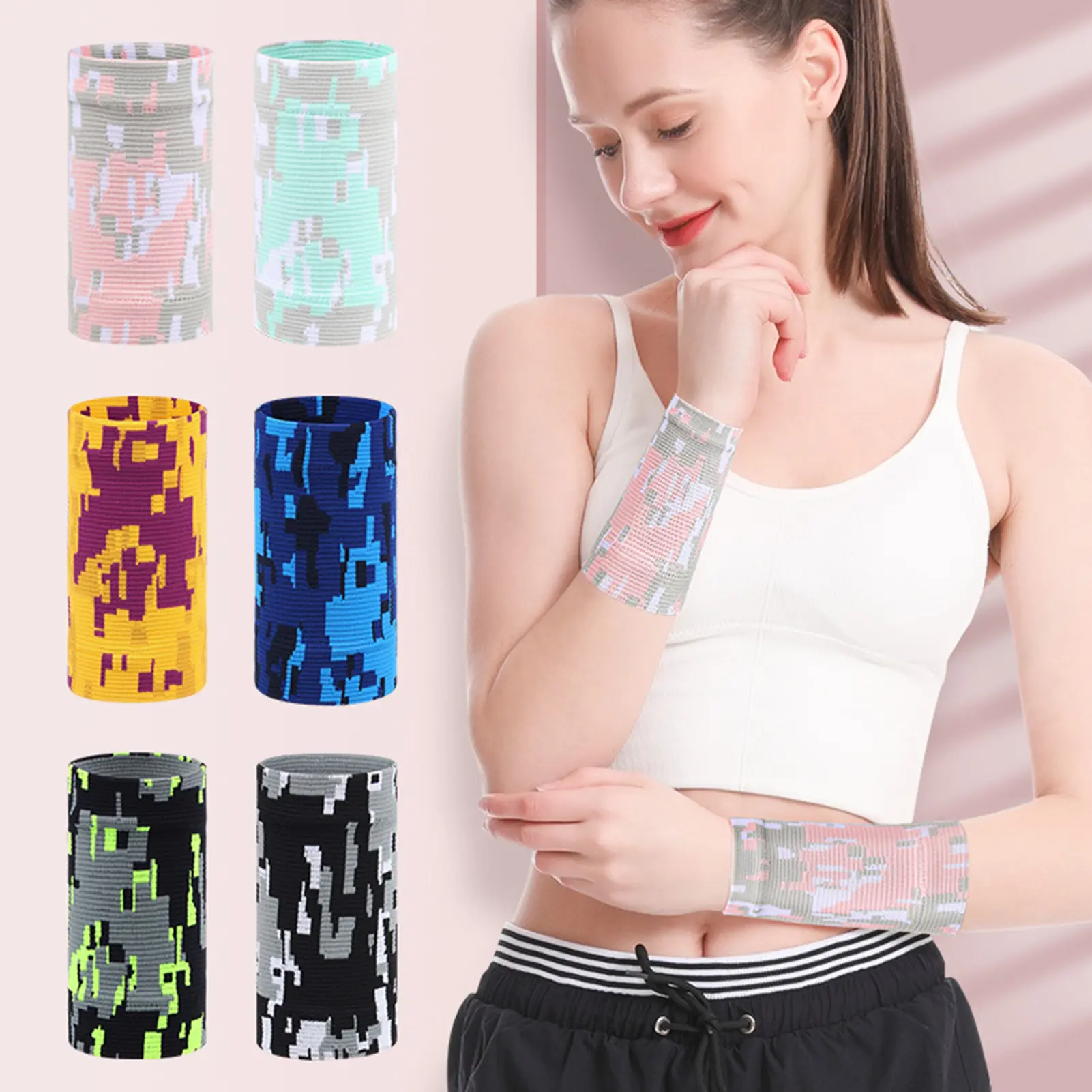 1Pc Wristband Ergonomic High Elasticity Breathable Wrist Protection Nylon Knitted Basketball Volleyball Wrist Protector for Sports