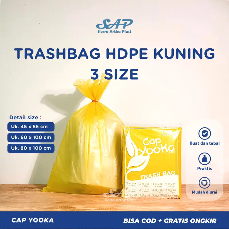 Kantong Sampah KUNING | Trashbag Kuning Medis | Plastik Limbah Rumah sakit Uk. 45x100|60x100|80x100 0