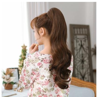 Rambut Palsu Hairclip/Hair Clip Panjang Bergelombang black ponytail Hairclip 0