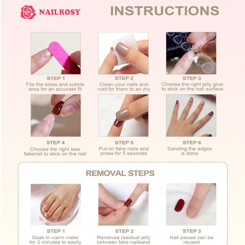 Product Introduction of 10pcs Handmade Press on Nails Kit Included Box Nail Glue Stickers Diamond Fake Nail Tips Cute Elegant Kawaii Japanese Style Modern Neutral Classical Cute Glossy Glitter Polish Cosmetic Short Medium  Acrylic Manicure Gel Cutics 10