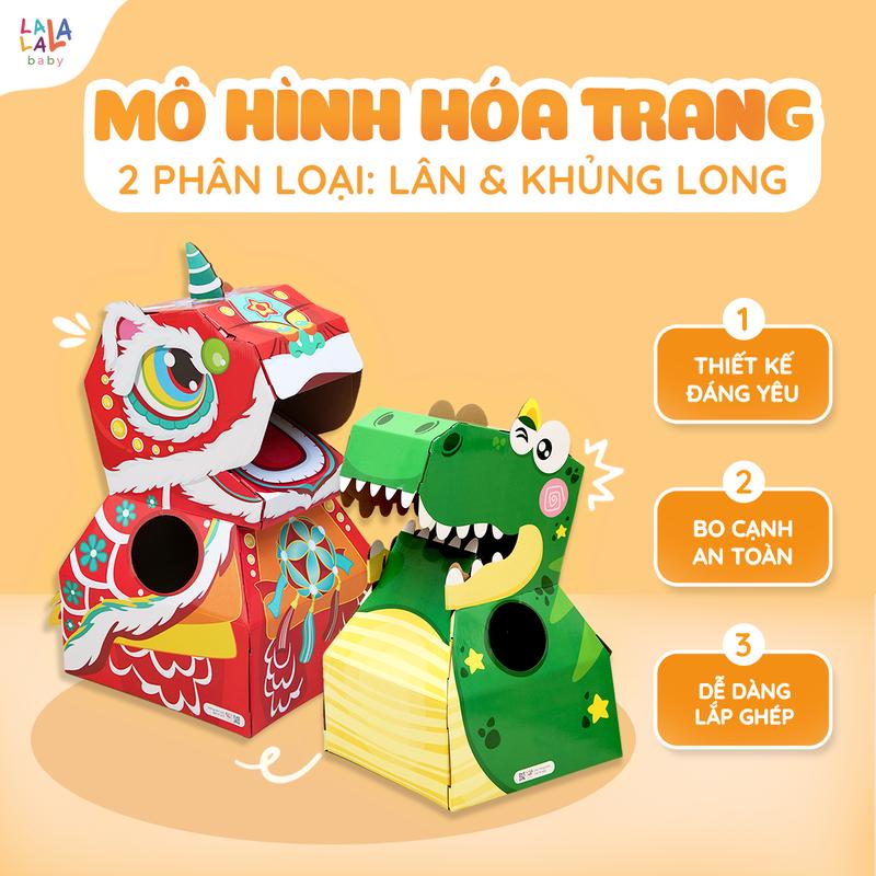 Mô hình hoá trang Kì lân Khủng long đồ chơi trung thu cho bé Lalala baby Mẫu 2024 Diy ghép thành con vật