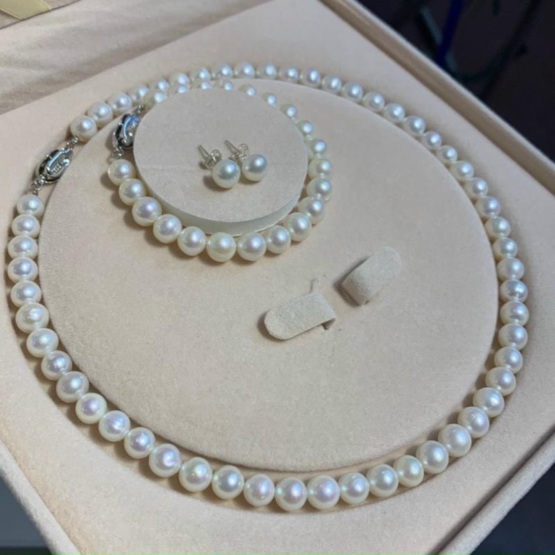 Bộ vòng ngọc trai 8ly gần tròn bóng cao có tỳ vết tự nhiên, làm quà tặng ý nghĩa cho người thân/đối tác/ khách hàng của bạn