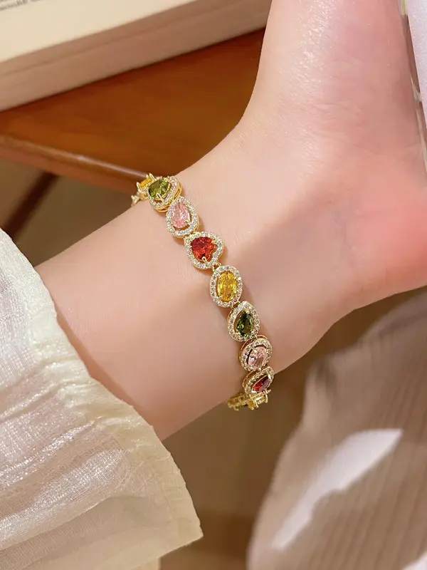 Fashion Colorful Zirconia Decorated Bracelet, Fashion Jewelry for Party, Daily Clothing Decor, Trendy All-match & Exquisite Jewelry for Birthday Gift 2