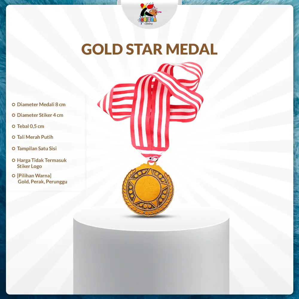 Medali Bintang Gold Silver Perak Dilengkapi Dengan Tali Bahan Resin Tebal Berkualitas Medalion Kejuaraan Lomba Olimpiade Juara Penghargaan Custom