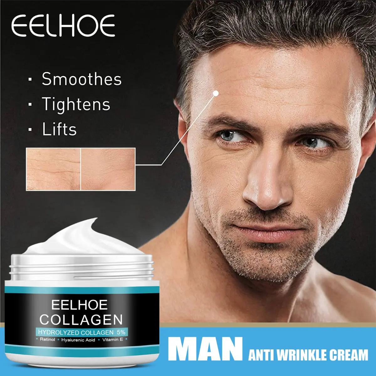 Eelhoe-Kem Chống Nhăn Collagen Cho Nam, Kem Dưỡng Ẩm Mặt Cho Nam, Kem Dưỡng Da Làm Săn Chắc Và Săn Chắc Da, 30G / 50G