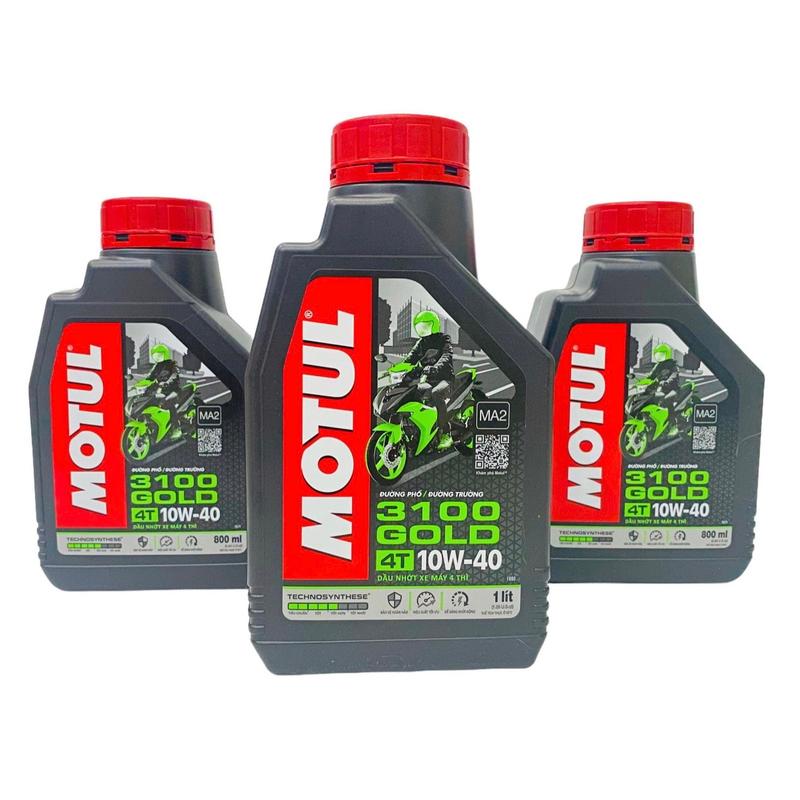 Motul Dầu Nhớt MOTUL 3100 Gold 10W40 - 1 Lít & 800ml - Bảo Vệ Tối Đa Động Cơ & Hộp Số - Tối Ưu Hiệu Suất - Tiêu Chuẩn JASO MA2
