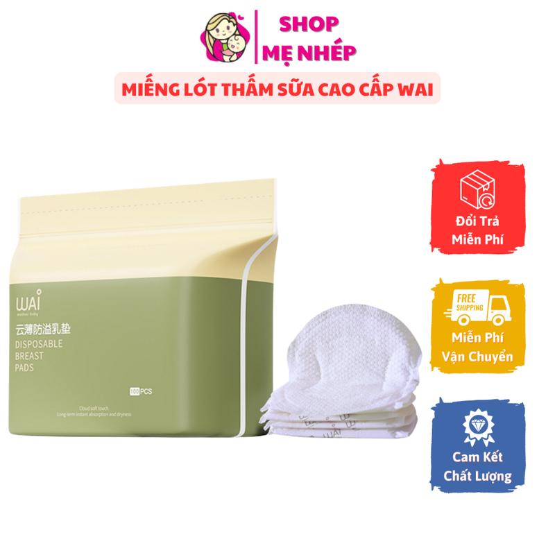 Miếng Lót Thấm Sữa Wai Túi 50 Miếng, 100 Miếng Siêu Thấm Chống Tràn An Toàn Tiết Kiệm
