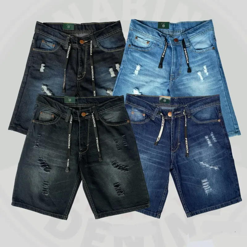 BROADSHORT celana pendek  Distro  sobek pria panjang 50cm ukuran 27-38 Jeans Dewasa