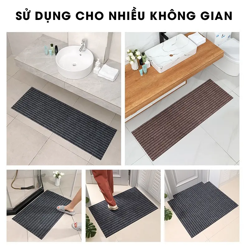 Thảm lót sàn nhà bếp, phòng khách , cửa ra vào chống trượt, thấm hút nước tốt, dễ dàng giặt sạch đế cao su chống trơn trượt không viền các size 40*60cm, 60*80cm, 40*120cm và 80*120 cm 6