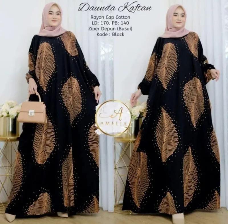 Product Introduction of Gamis Kaftan Daunda Jumbo Alsize Rayon Premium ld 150 muat bb sampai 125 kg formal muslim Nyaman Panjang 0