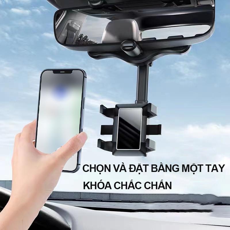Giá đỡ điện thoại - Giá đỡ kẹp điện thoại lên gương chiếu hậu để trên xe hơi ô tô, có thể xoay 360 độ và thu vào dễ dàng 4