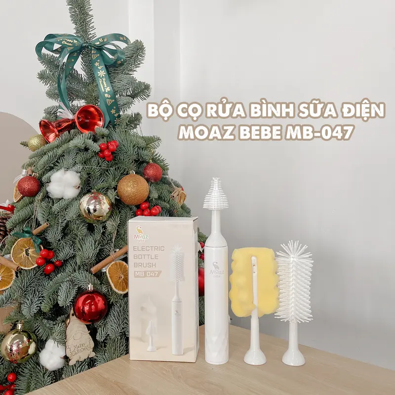 Bộ cọ rửa bình sữa cho bé chạy điện Moaz Bebe MB047 chất liệu silicon và chổi mút - Monnie Kids 1