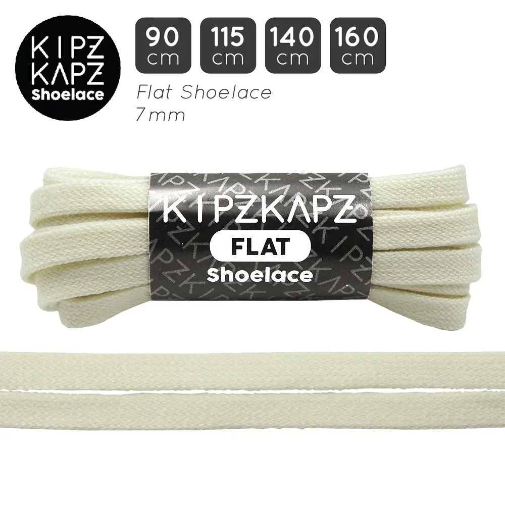 KIPZKAPZ FS75 Vanilla Off White - 90cm 115cm 140cm 160cm - Tali Sepatu Pipih / Flat Shoelace 7mm