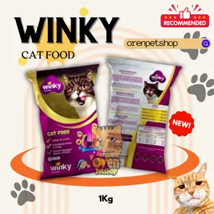 Winky Cat Food Repack 1kg - Makanan Kucing Berkualitas Kaya Nutrisi & Omega-3 Rasa Tuna Renyah untuk Kucing Kecil & Dewasa