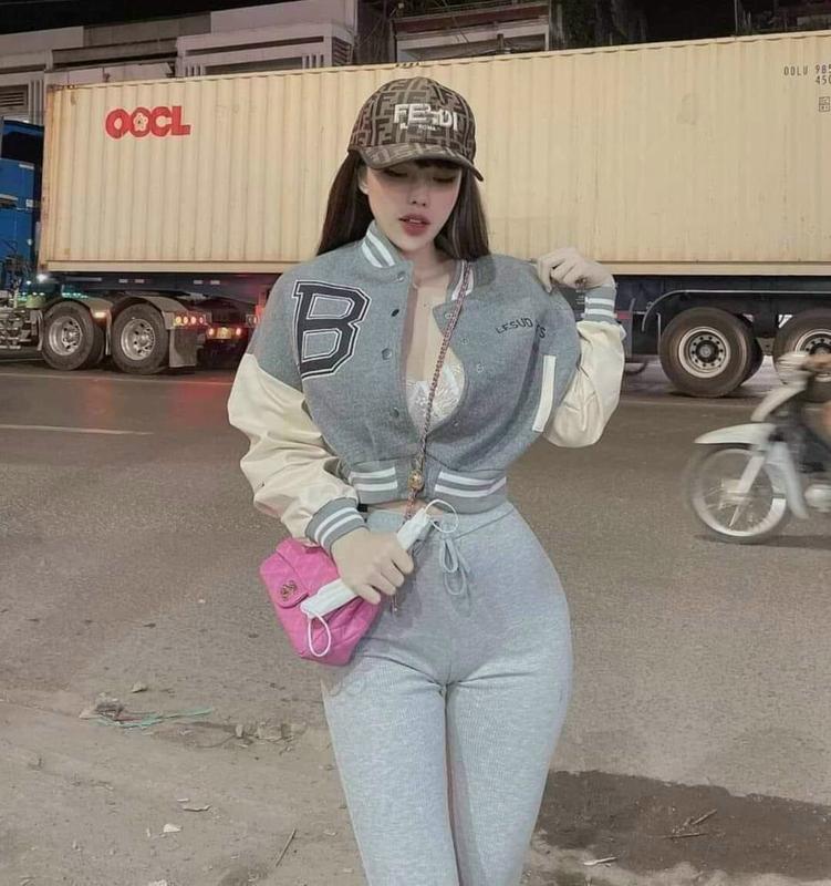 Áo khoác bomber nữ chữ B form ngắn crotop vải nỉ cao cấp ️ Áo khoác nữ phong cách Ulzzang