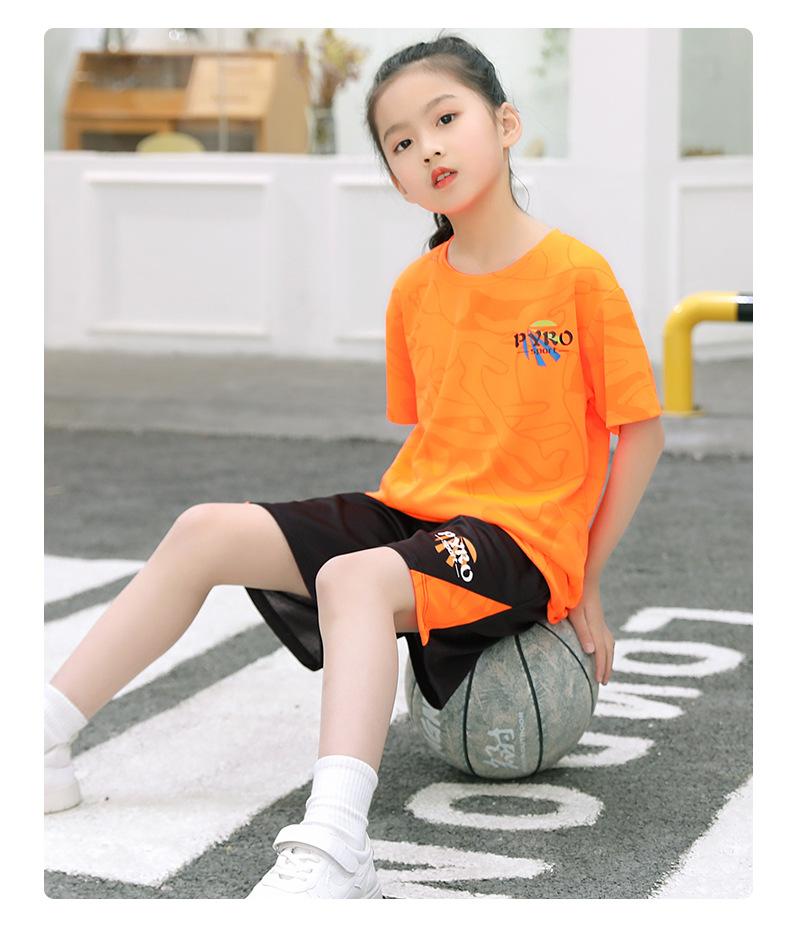 Product Introduction of Summer New Children's Basketball Uniform Set Boys and Girls Sports Wear Quick-Dry Big Kids Short Sleeve Shorts Two-Piece Set 16