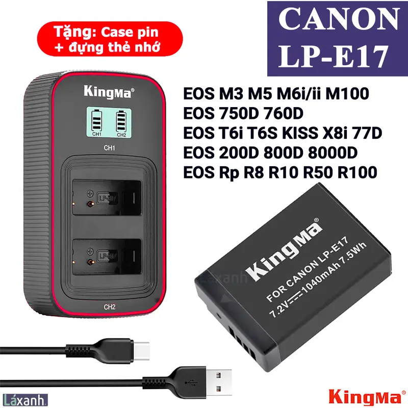 Canon LP-E17 | Pin và Sạc máy ảnh Kingma LP-E17 cho Canon EOS R8 R100 R50 R10 RP M100 M6 M5 M3 750D 760D 800D 8000D 200D 77D canon lpe17 0