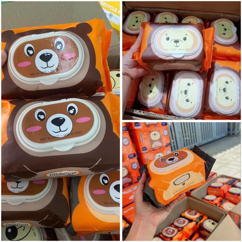 Combo 10 gói Khăn giấy ướt gấu to Phú Đạt gói 150 tờ Khăn Ướt