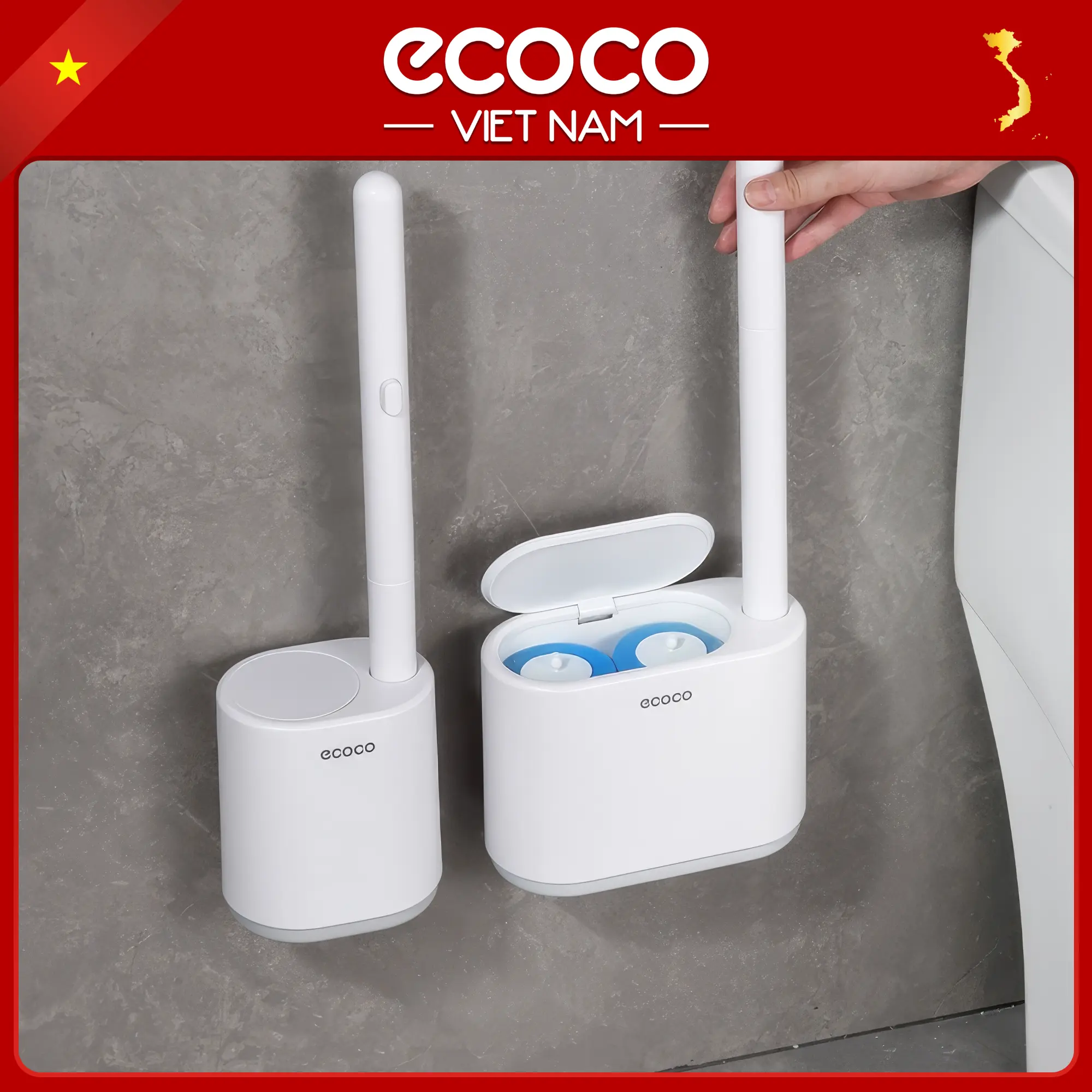 Bộ cọ vệ sinh ECOCO tặng kèm 16 đầu bàn chải khử trùng nhà tắm, bếp, gương kính dùng 1 lần không khoan tường