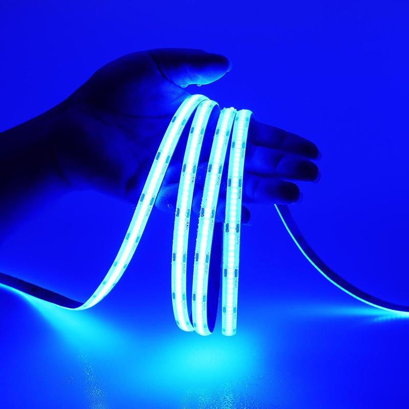12V COB Blue LED Strip Lights 20FT/6M 320LEDs/M Uniform Flexible Tape ...