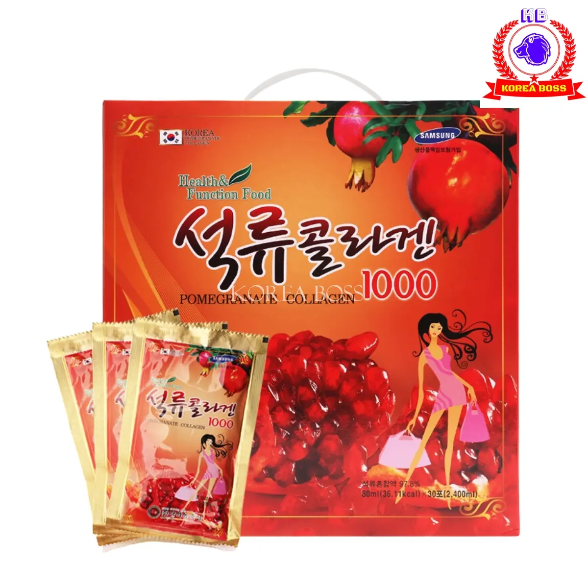 Nước lựu Collagen hàn quốc Kanghwa, hộp 30 gói x 80ml