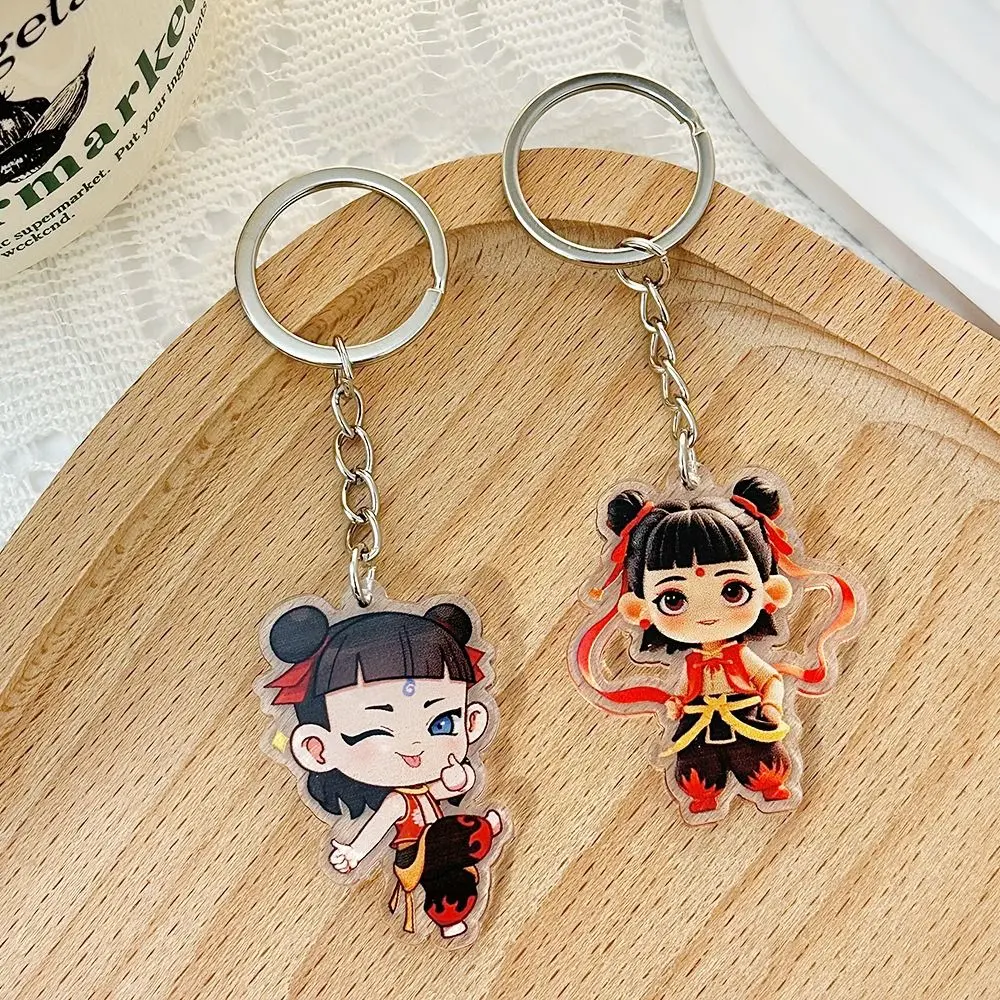Cute Nezha 2 Figures Keychain Hanging Anime Movies Ne Zha 2 Key Chain Trinket Jewelry Ne Zha Figures Pendant Key Ring
