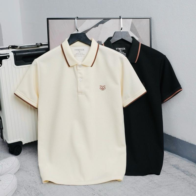 Áo thun Polo NAm Vải Waffle , Viền Dệt logo thêu tỉ mỉ chắc chắn