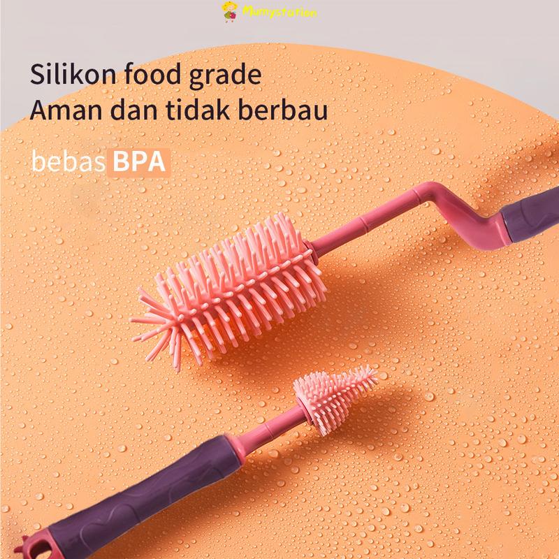 Sikat Botol Susu Bayi / Pembersih Botol Susu 3in1 Blue Bottle Brush  Pink 3
