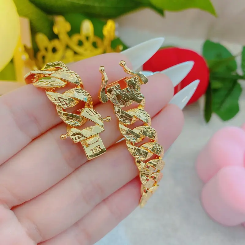 Lắc tay xích nam nữ khoá hộp dập 18k cao cấp 4