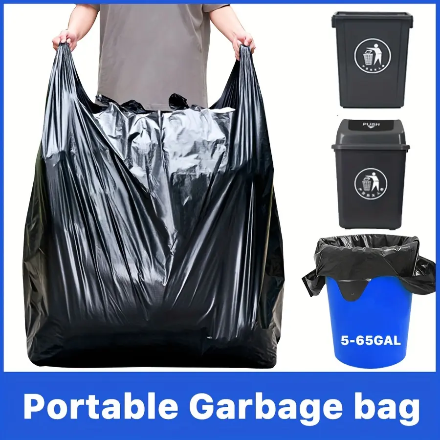 Túi đựng rác chịu lực màu đen cực lớn, 50 chiếc, Túi đựng rác lớn hơn và dày hơn, Túi đựng rác mỏng dùng một lần, Thích hợp cho lưu trữ nhà bếp, Túi đựng rác Nhỏ Túi đựng rác bằng nhựa cho phòng tắm, nhà bếp, văn phòng, nhà hàng, dọn dẹp Kitchen Đồng