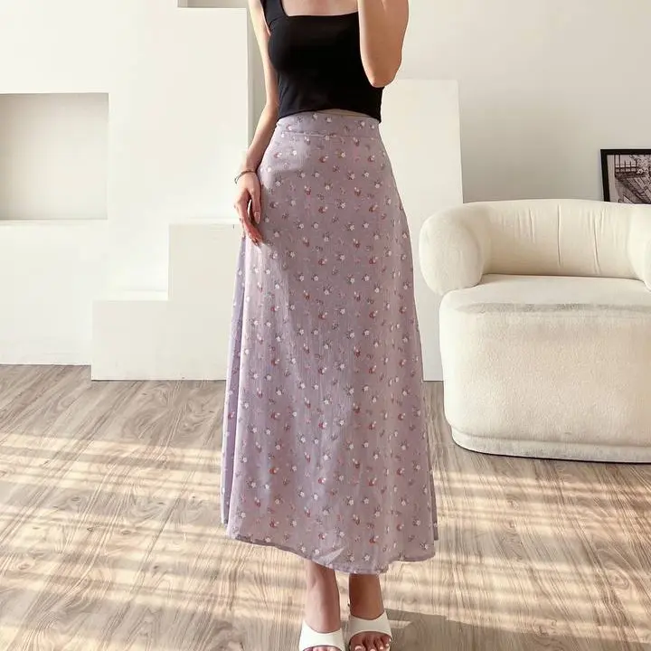 FLORAL SKIRT DAISY CRINKLE A LINE KOREA HIGHWAIST | CRINKLE MANGO Fit Karet