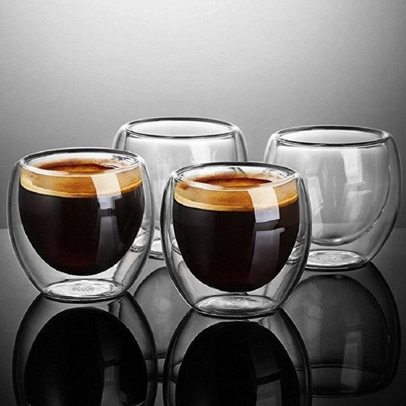 Double Wall Glass Coffee Cups, 6 Counts/set Insulated Espresso Cup, Heat Resistant Glass Coffee Mug for Hot and Cold Drinks, Summer for Gift, Best Friend Gifts 7