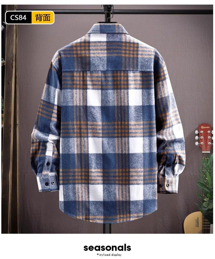 Product Introduction of Plaid Long Sleeve Shirt for Men Loose Red Retro Trendy Casual Spring Autumn Stylish Turn-down Collar Shirt Jacket Trendy Parent 13