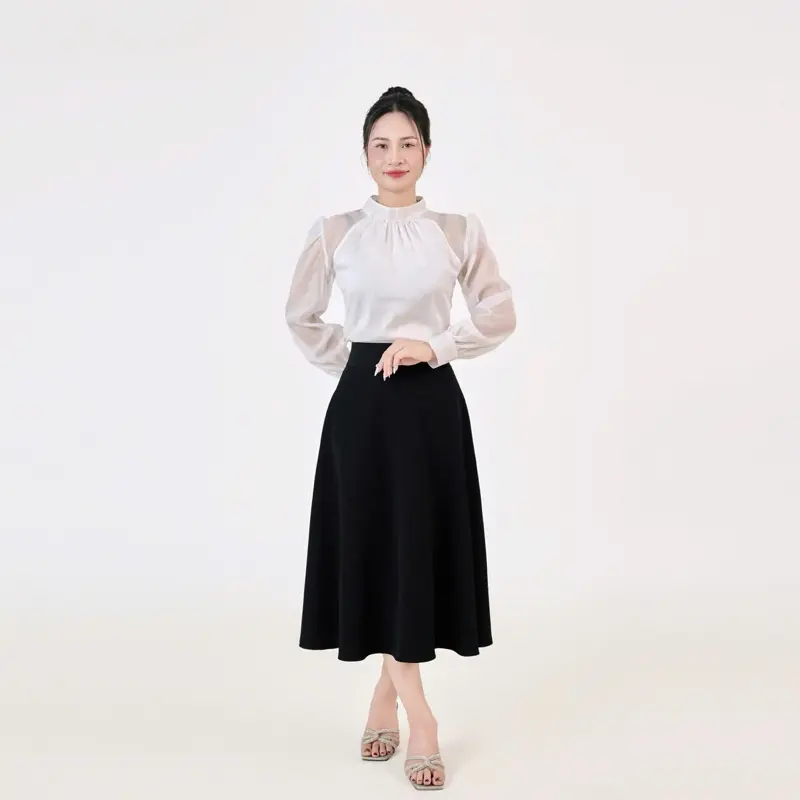 Đầu thu xuống  phố  áo  chất  vải tơ mỏng nhẹ  mặc mát 4