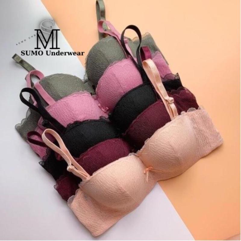 Áo lót nữ quả ngang tròn ren mềm, có gọng nâng đẩy ngực, mút đệm vừa. Áo ngực quả ngang 8322 - sumo Bra Voi